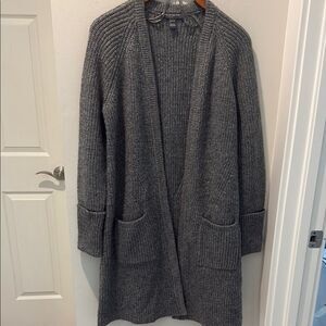 A Pea in the Pod Open Front Ribbed Gray Duster Cardigan size Small